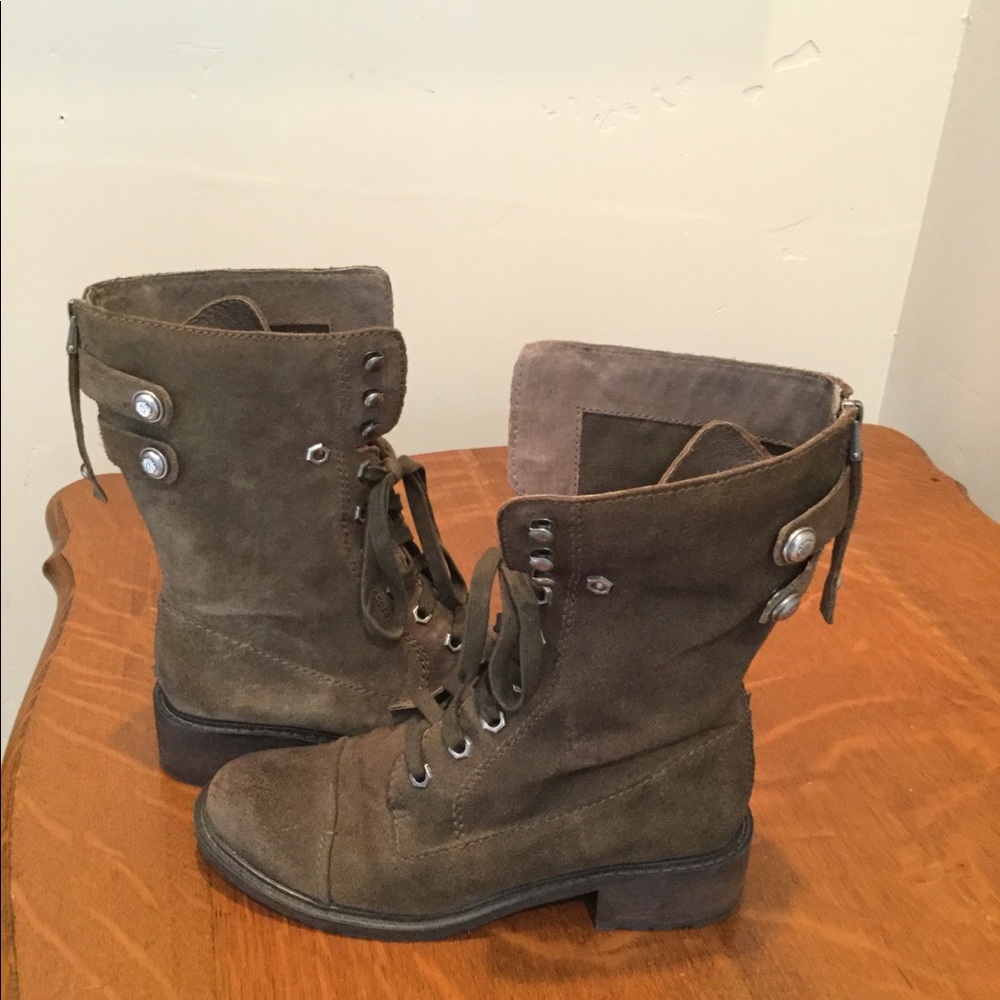 Suede military style boot